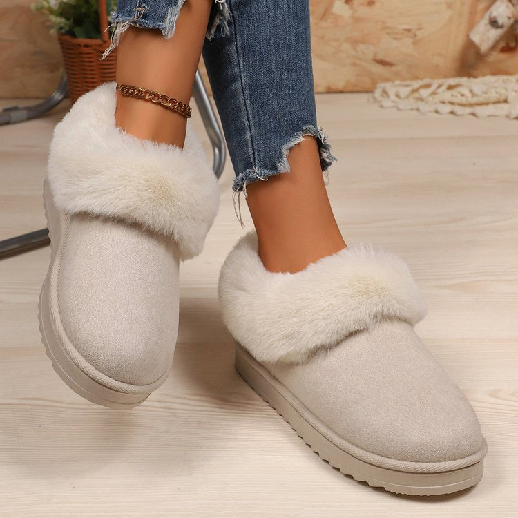 Off White faux-fur-trimmed slip-on snow boots lifestyle view