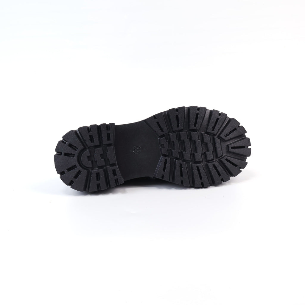 Black leopard-print bow platform loafer outsole