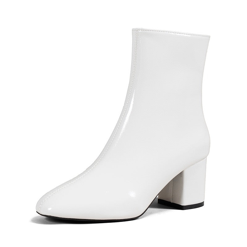 Sloane white block-heel ankle boot, product view