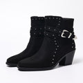 Talia studded buckle Western ankle boots in black, product view