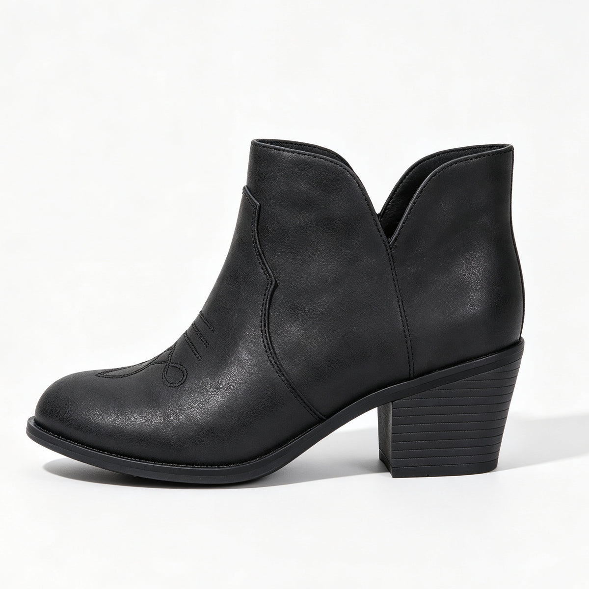 Willa embroidered Western ankle boots in black, front product view